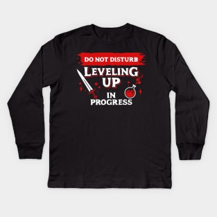 Do Not Disturb Leveling Up In Progress Light Red Label Kids Long Sleeve T-Shirt